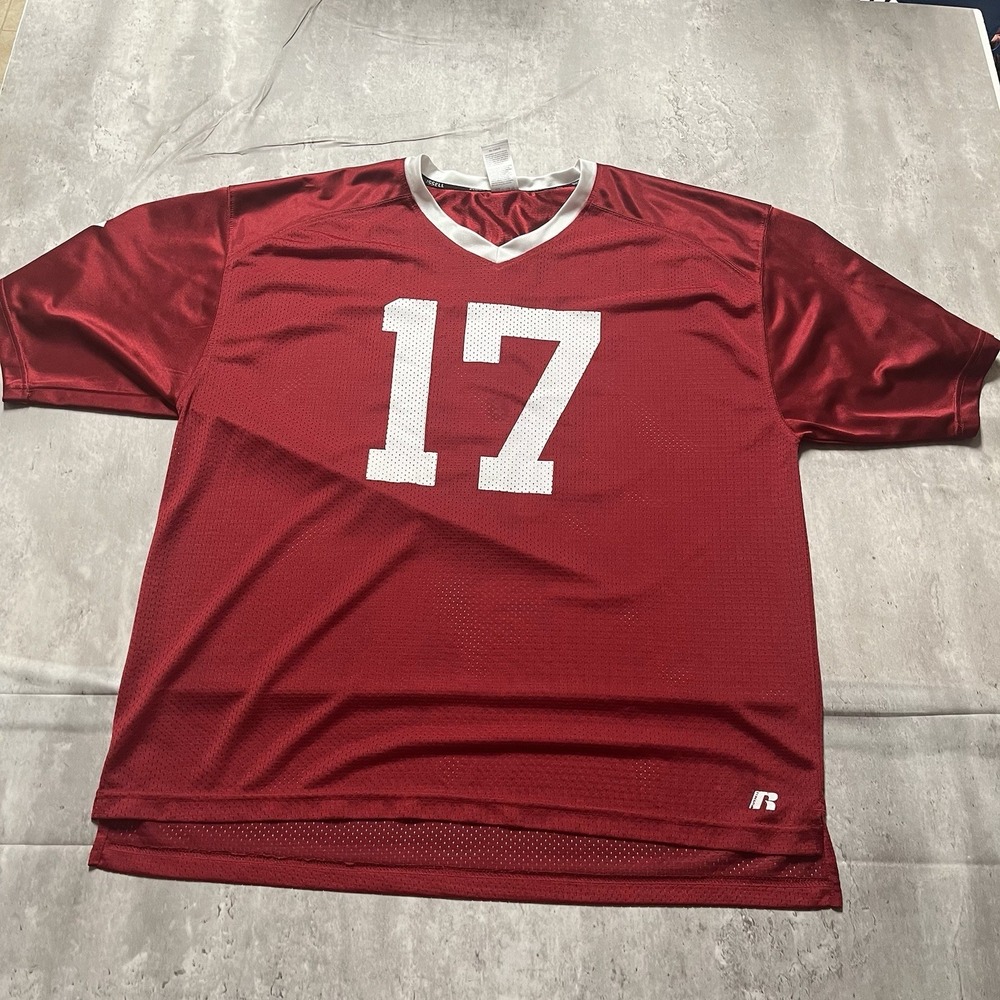 Alabama Jersey Crimson Tide Mens XL Red Russell Athletic Football 17 Mesh